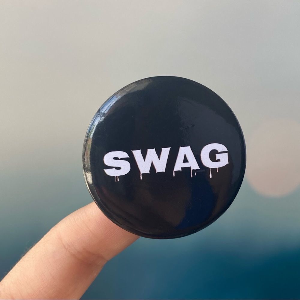 SWAG Black Round Pin/ Button